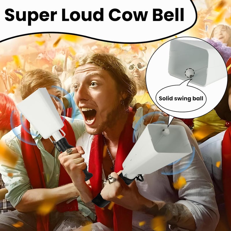 CAPHONT 2pcs Cowbells Steel Cow Bell 9 inch Cowbell Noise Makers Cheering Hand Bell with Wrist Strap for Sports Events,Football Games,Party,Farm, Musical Instruments (White) - Image 4